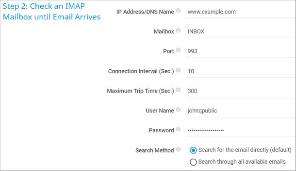 Step 2: Check an IMAP Mailbox until Email Arrives